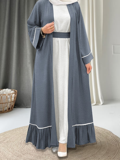 Women'S Solid Color Long Dress with a Matching Long Robe Set.