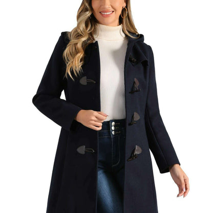 Winter Chic Hooded Toggle Duffle Pea Coat for Women