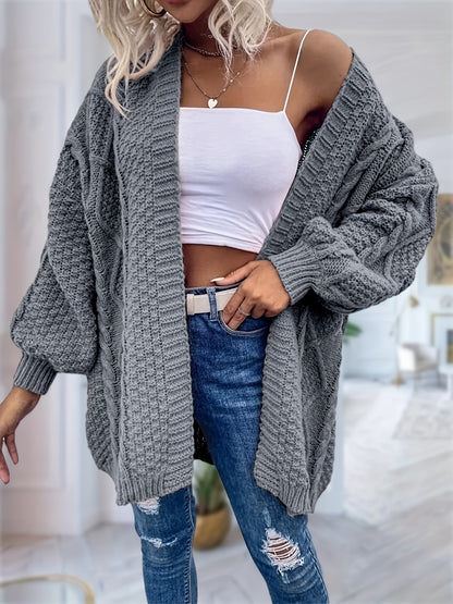 Women's Oversized Chunky Cable Cardigan Sweater Coat - Soft Pink Open Front Long Sleeve Winter Coat with Button-Free Closure, Cozy Fall & Winter Sweater for Casual Semi-Formal Outfits