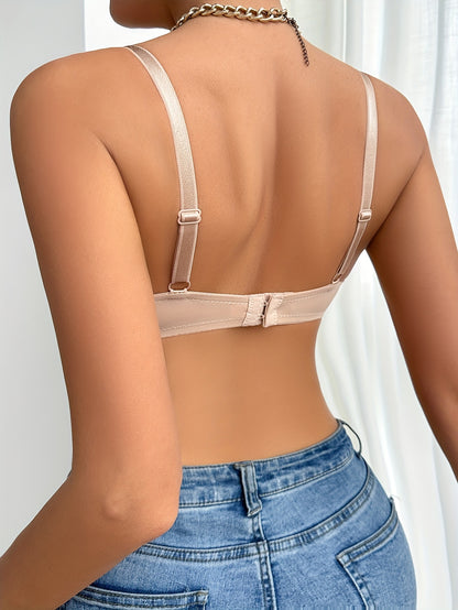 3pcs Women's Ultra-Soft Seamless T-Shirt Bras - Push-Up Support with Breathable Cups, Underwire for Lift, Nude/Beige/Black, Non-Removable Pads, Everyday Comfort for Casual & Formal Wear, Versatile Bra Sizes, Simple Elegant De