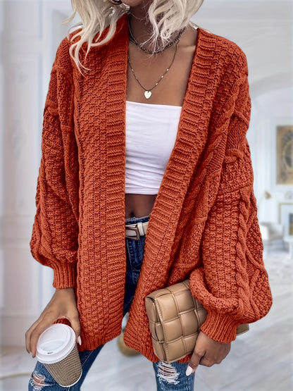 Women's Oversized Chunky Cable Cardigan Sweater Coat - Soft Pink Open Front Long Sleeve Winter Coat with Button-Free Closure, Cozy Fall & Winter Sweater for Casual Semi-Formal Outfits