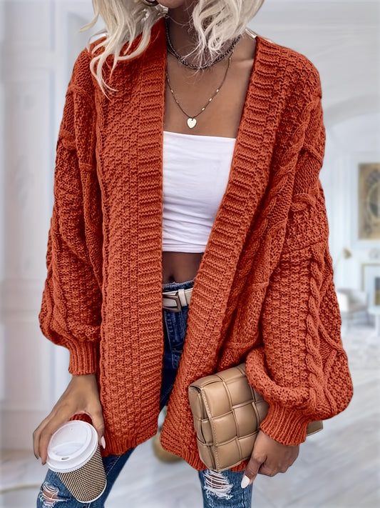 Women's Oversized Chunky Cable Cardigan Sweater Coat - Soft Pink Open Front Long Sleeve Winter Coat with Button-Free Closure, Cozy Fall & Winter Sweater for Casual Semi-Formal Outfits