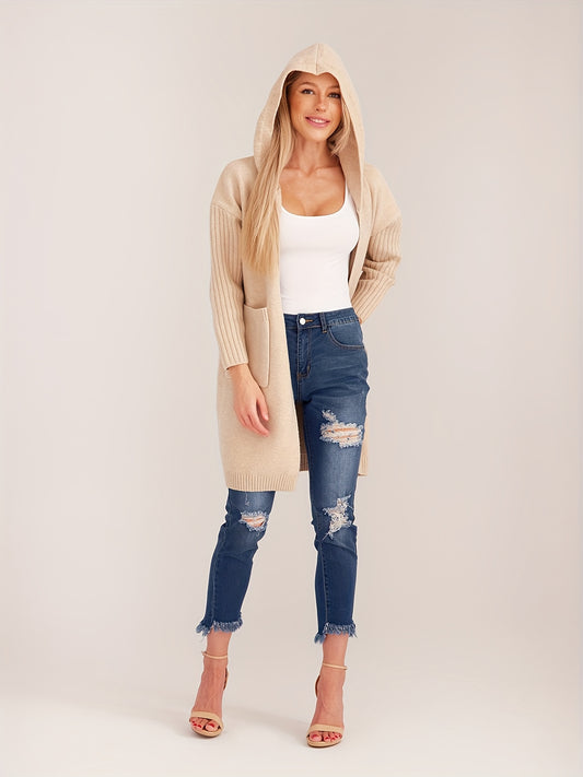 Women's Casual Long Sleeve Hooded Duster Cardigan