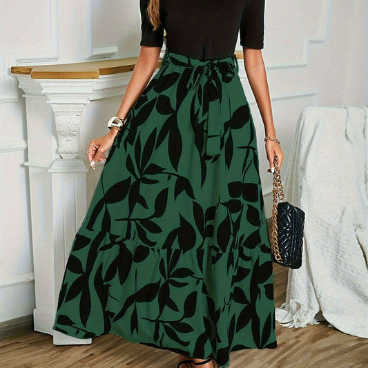 Feminine Floral Print Crew Neck Short Sleeve Dress - D&M Boutique