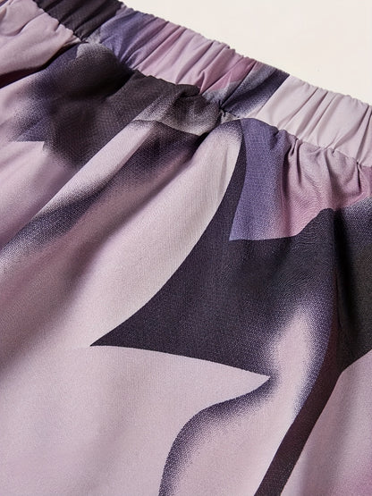 Elegant Geometric Print A-Line Midi Skirt with Bow Detail - Machine Washable Non-Stretch Fabric, Office to Party Wear for Spring Summer Fall, Women's Fashion, Cute Skirts