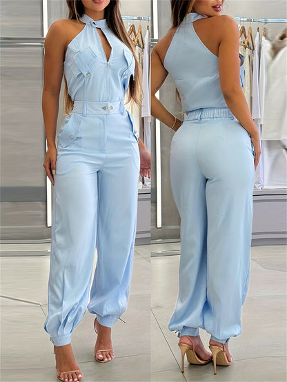 2pcs Cargo Pockets Outfit Set – High Neck & Pants