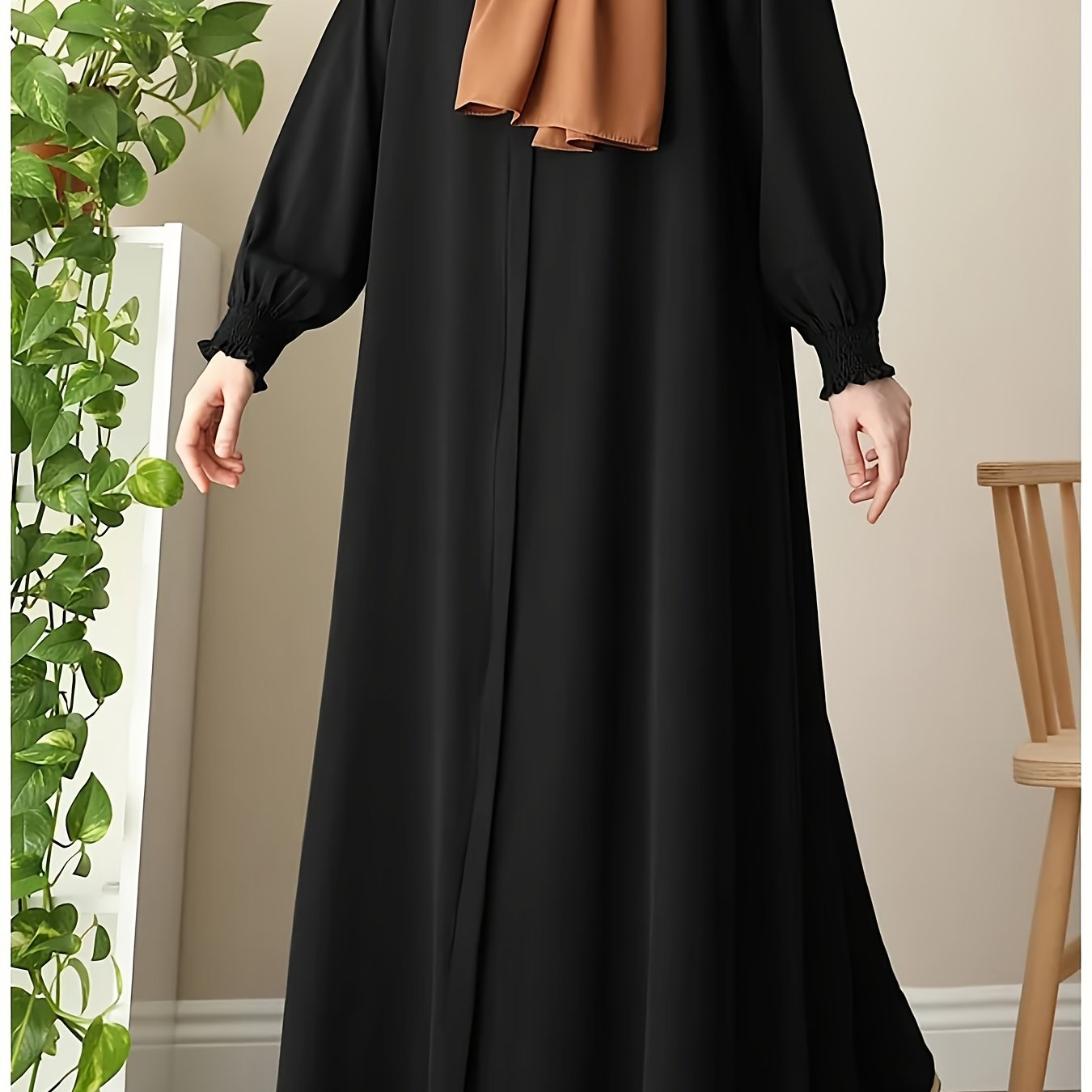 Middle Eastern Muslim Comfortable Solid Color Robe 8358