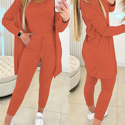 Women’s 3pcs Lounge Set – Tank Top, Coat & Pants Sweatsuit