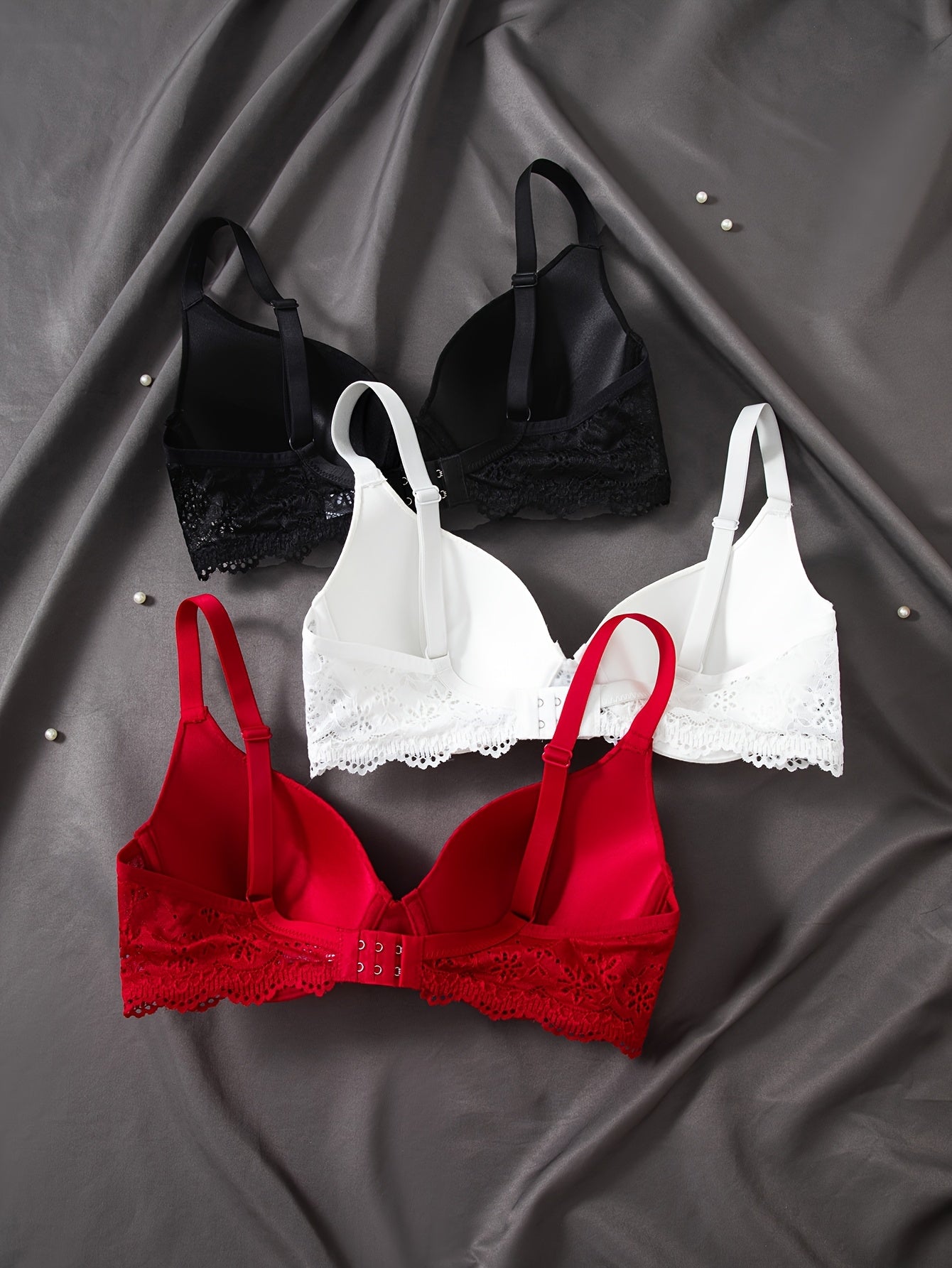 3pcs Fashion Lace Splicing Underwear with No Trace Collection and Accessory Breasts for Women'S Underwear