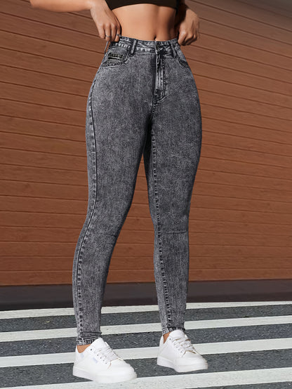Skinny Fit Plain Washed Grey Stretchy Stylish Denim Pants, Women'S Denim Jeans & Clothing