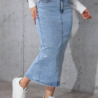 Women's New Casual Elastic Split High-Waisted Denim Skirt