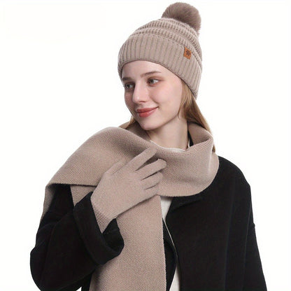 Women’s 3pcs Winter Set – Hat, Scarf & Gloves