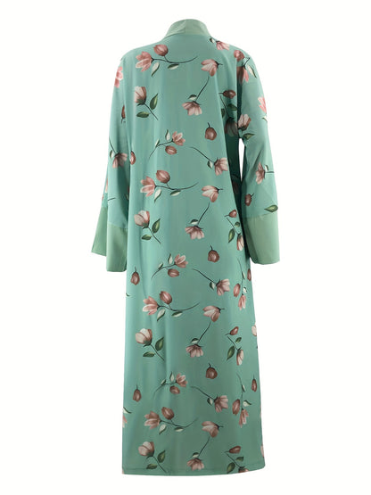 Middle Eastern Muslim Print Jumpsuit Two-Piece Set for Women Without Headscarf