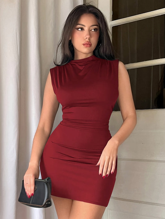 Women'S Sexy Tank Ruched Bodycon Dress Summer Sleeveless Elegant Cocktail Club Party Mini Dresses