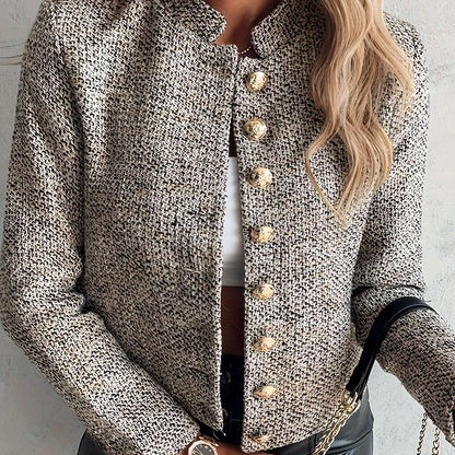 Elegant Women's Plaid Long Sleeve Button-Up Jacket