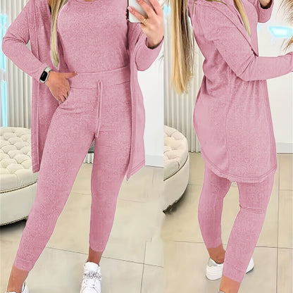 Women’s 3pcs Lounge Set – Tank Top, Coat & Pants Sweatsuit