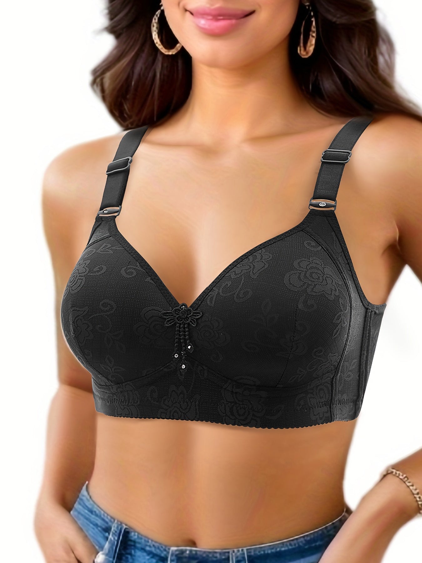 Valentine'S Day Gift 5pcs Tassel Decorative Floral Lace Adjustable Straps Underwire Bra, Elegant Sturdy And Comfortable Bra, Lingerie And Nightwear