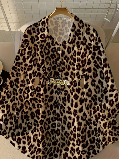 Loose Long-sleeved Casual Retro Style Women'S Top For Going Out; Fashionable Shirt With A Belt