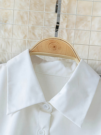 Loose Long-sleeved Casual Retro Style Women'S Top For Going Out; Fashionable Shirt With A Belt
