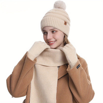 Women’s 3pcs Winter Set – Hat, Scarf & Gloves