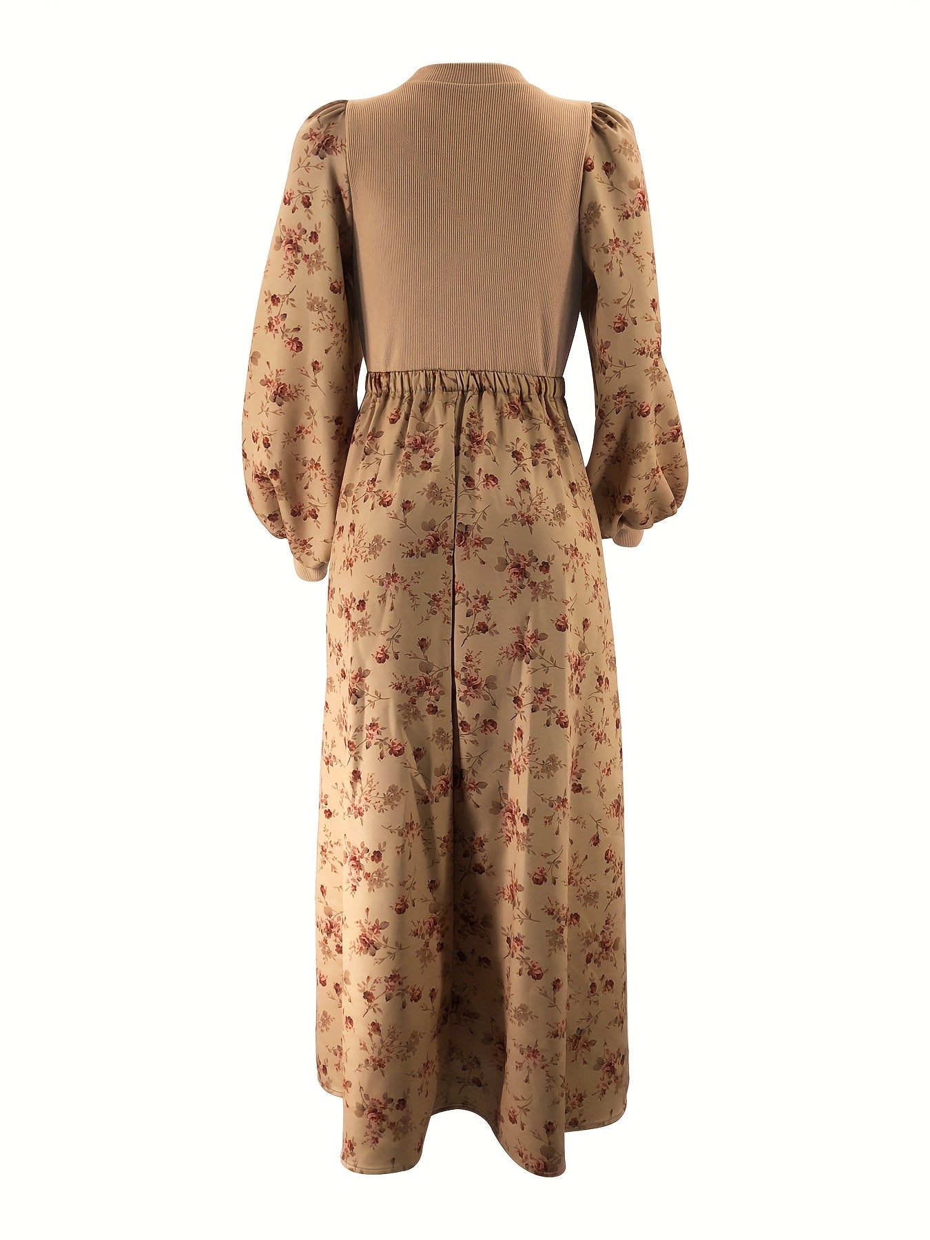 Women's Middle Eastern-Inspired Floral Print Maxi Dress - Polyester-Spandex Blend, Machine Washable, All-Season Versatile Wear, Elegant Casual to Formal Occasion Dress
