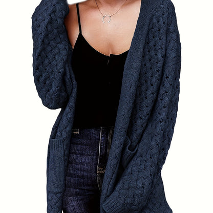 Cozy Longline Cardigan – Women's Casual Open Front Button-Up Sweater