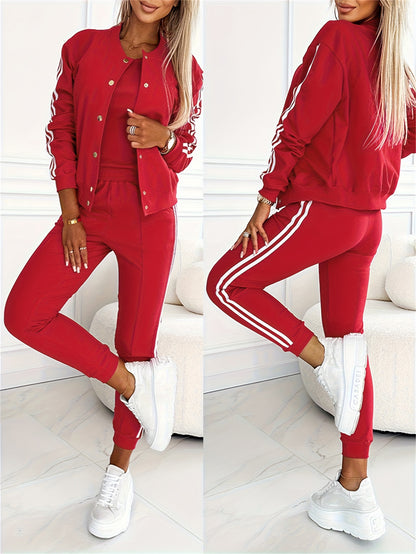 3pcs Matching Set – Jacket, Tank Top & Cuffed Pants