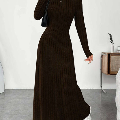 Elegant Ribbed Knit Dress with Umbrella Hem for Women - D&M Boutique 