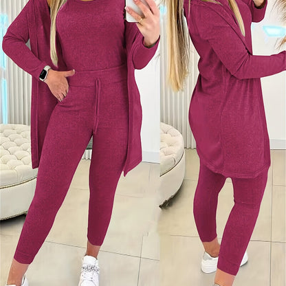 Women’s 3pcs Lounge Set – Tank Top, Coat & Pants Sweatsuit
