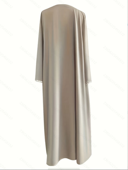 [Lightweight Open Robe Set] Lightweight Open Robe Set with Lace | Sleeveless Slip Dress and Chiffon Headscarf - Simple, Breathable for Spring/Summer