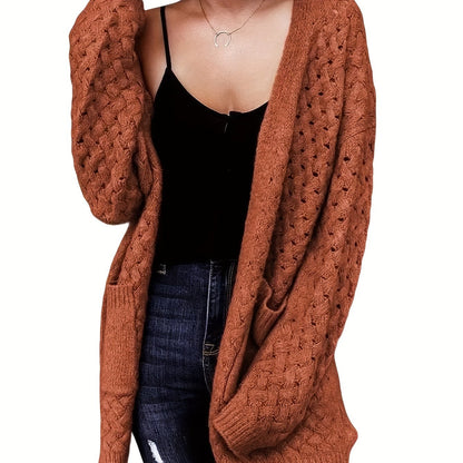Cozy Longline Cardigan – Women's Casual Open Front Button-Up Sweater