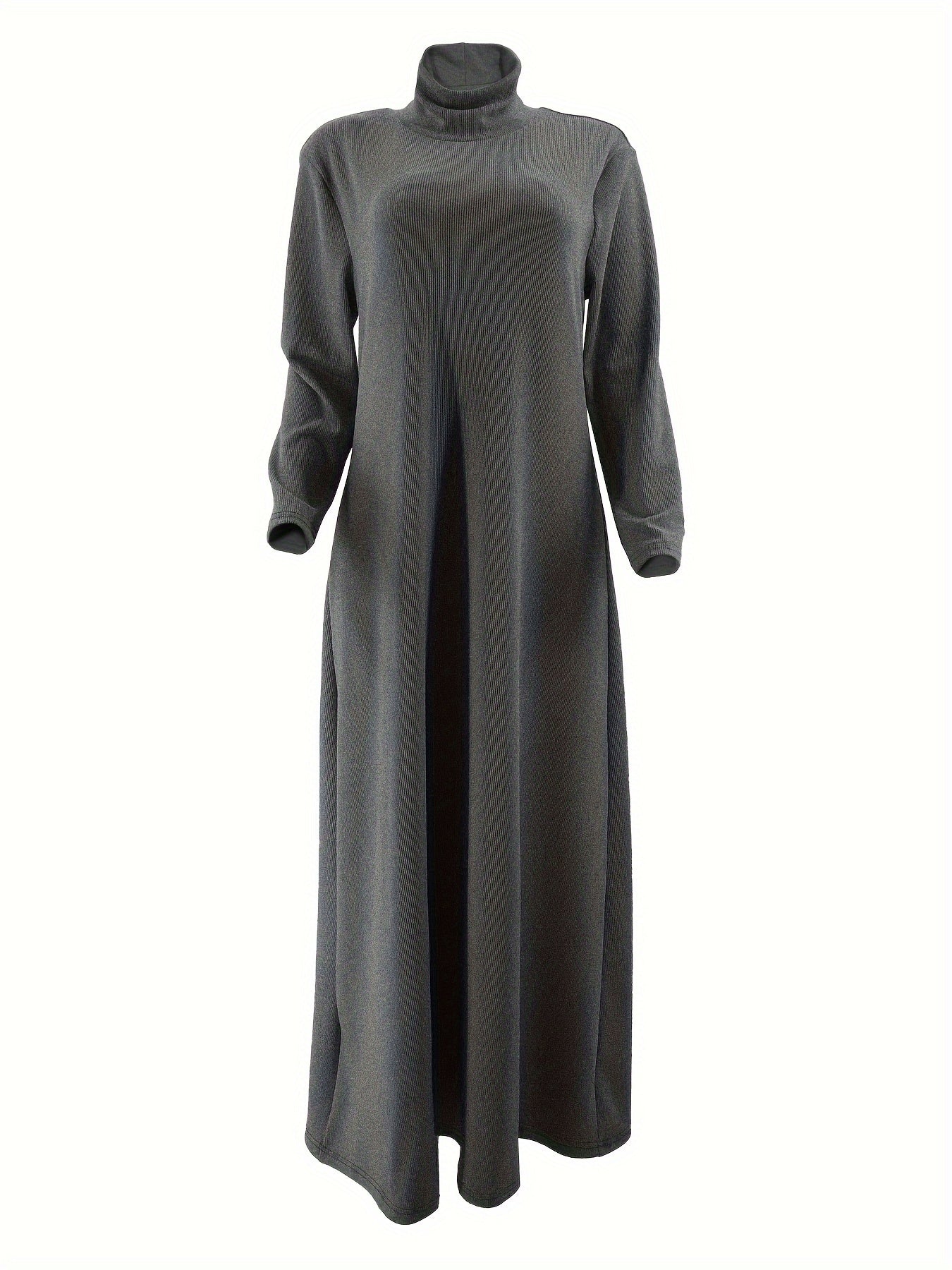 [Polyester Blend Casual Dress] Machine Washable Polyester & Spandex Blend Elegant Solid Color Long Casual Dress for Women - Perfect for All Seasons