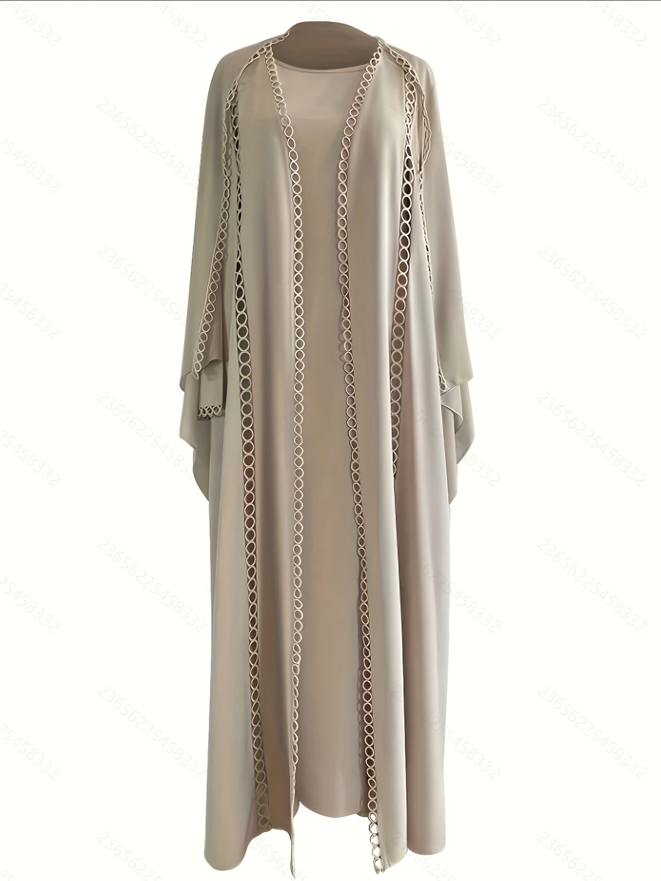 [Lightweight Open Robe Set] Lightweight Open Robe Set with Lace | Sleeveless Slip Dress and Chiffon Headscarf - Simple, Breathable for Spring/Summer