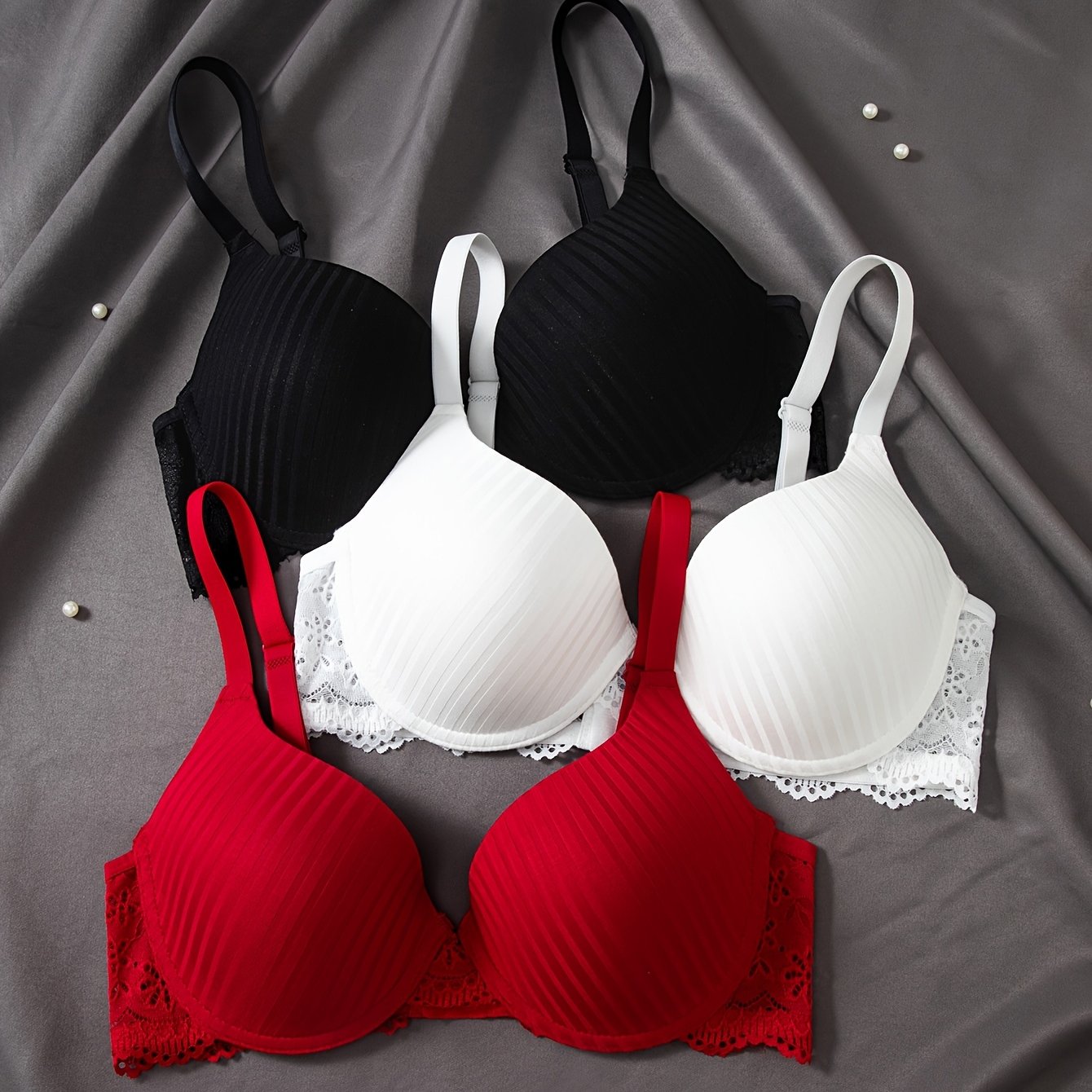 3pcs Fashion Lace Splicing Underwear with No Trace Collection and Accessory Breasts for Women'S Underwear