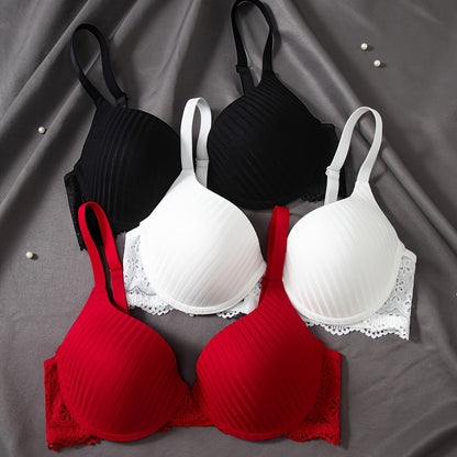 3pcs Fashion Lace Splicing Underwear with No Trace Collection and Accessory Breasts for Women'S Underwear