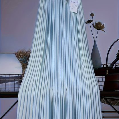 [Chic Pleated] High-Waisted Flowy Chiffon Skirt A-Line Midi Long Dress for Women