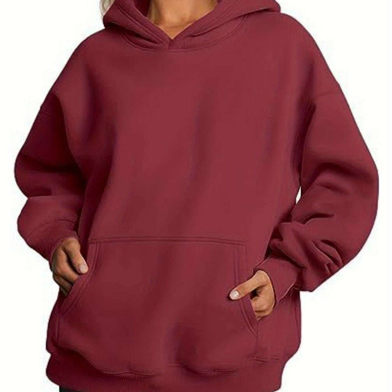 Cozy Solid Color Hoodie – Loose Fit, Thick, Fall/Winter Sports Wear - D&M Boutique 