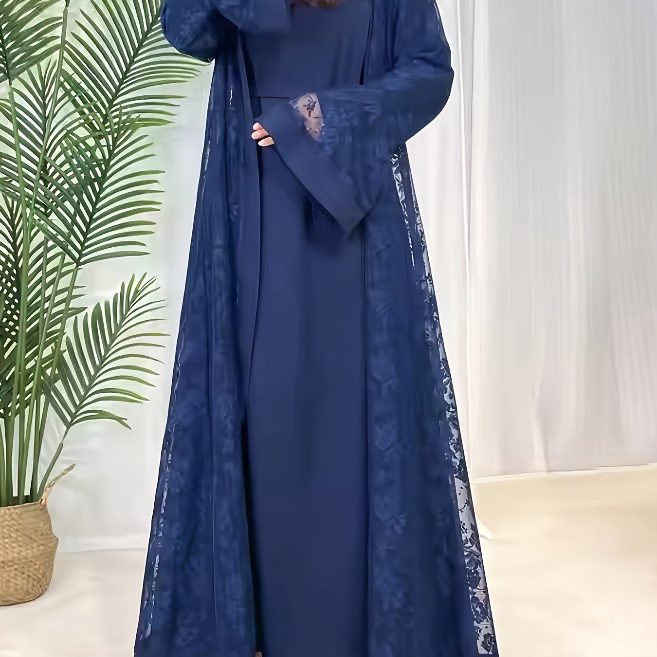 Elegant Ramadan Lace Robe Set 6420 - Long, Elegant Design for Special Occasions