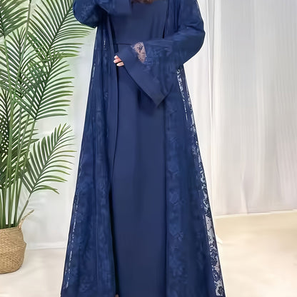 Elegant Ramadan Lace Robe Set 6420 - Long, Elegant Design for Special Occasions