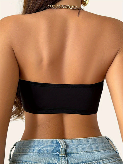 3pcs, Spring and Summer Style, Strapless, No Underwire, Front Closure, Removable Pads, Soft, Breathable, Comfortable, Anti-Displacement
