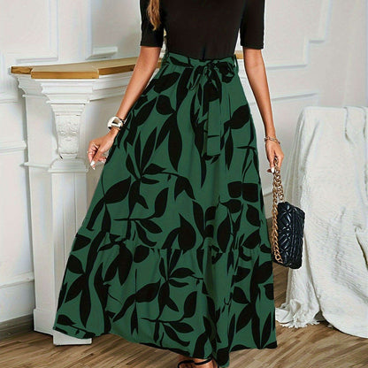 Feminine Floral Print Crew Neck Short Sleeve Dress - D&M Boutique