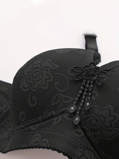 Valentine'S Day Gift 5pcs Tassel Decorative Floral Lace Adjustable Straps Underwire Bra, Elegant Sturdy And Comfortable Bra, Lingerie And Nightwear