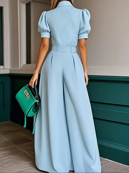 [Mint Green Jumpsuit] Mint Green Loose-Fit Jumpsuit | Women's Summer Solid Color Machine-Washable Jumpsuit for Casual & Professional Outfits, Wideleg Outfit, Nonstretch Fabric