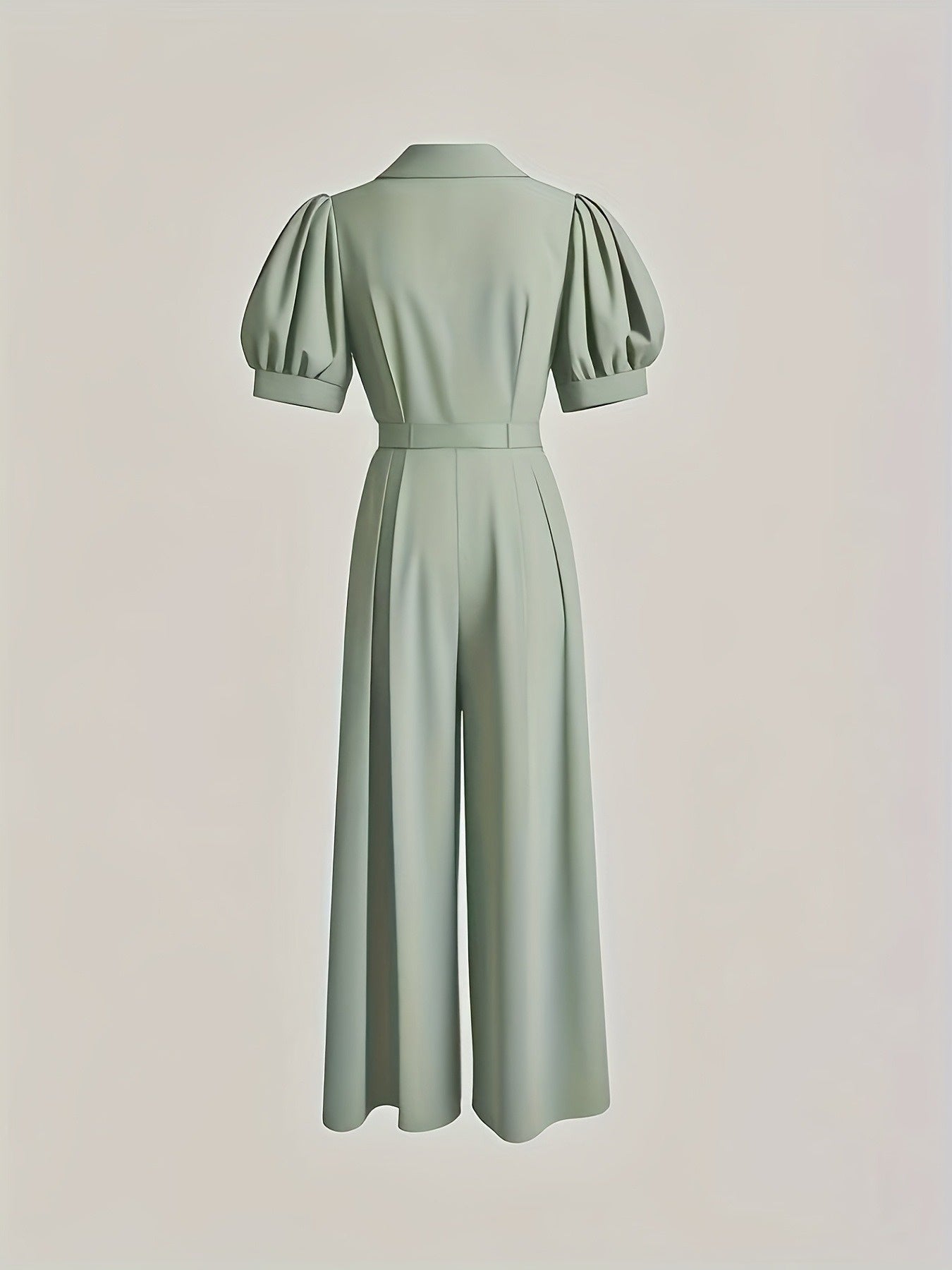 [Mint Green Jumpsuit] Mint Green Loose-Fit Jumpsuit | Women's Summer Solid Color Machine-Washable Jumpsuit for Casual & Professional Outfits, Wideleg Outfit, Nonstretch Fabric