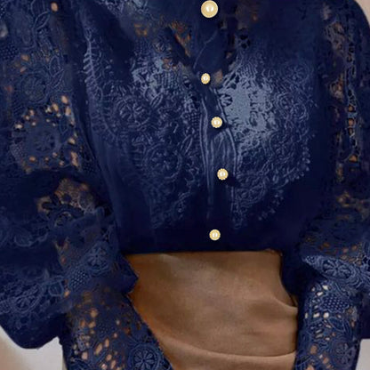 French Loose Chic Buttons, Heavy Lace, Cut-Out Floral Panels