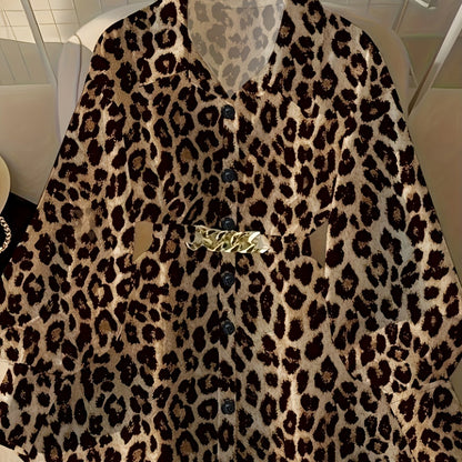 Loose Long-sleeved Casual Retro Style Women'S Top For Going Out; Fashionable Shirt With A Belt