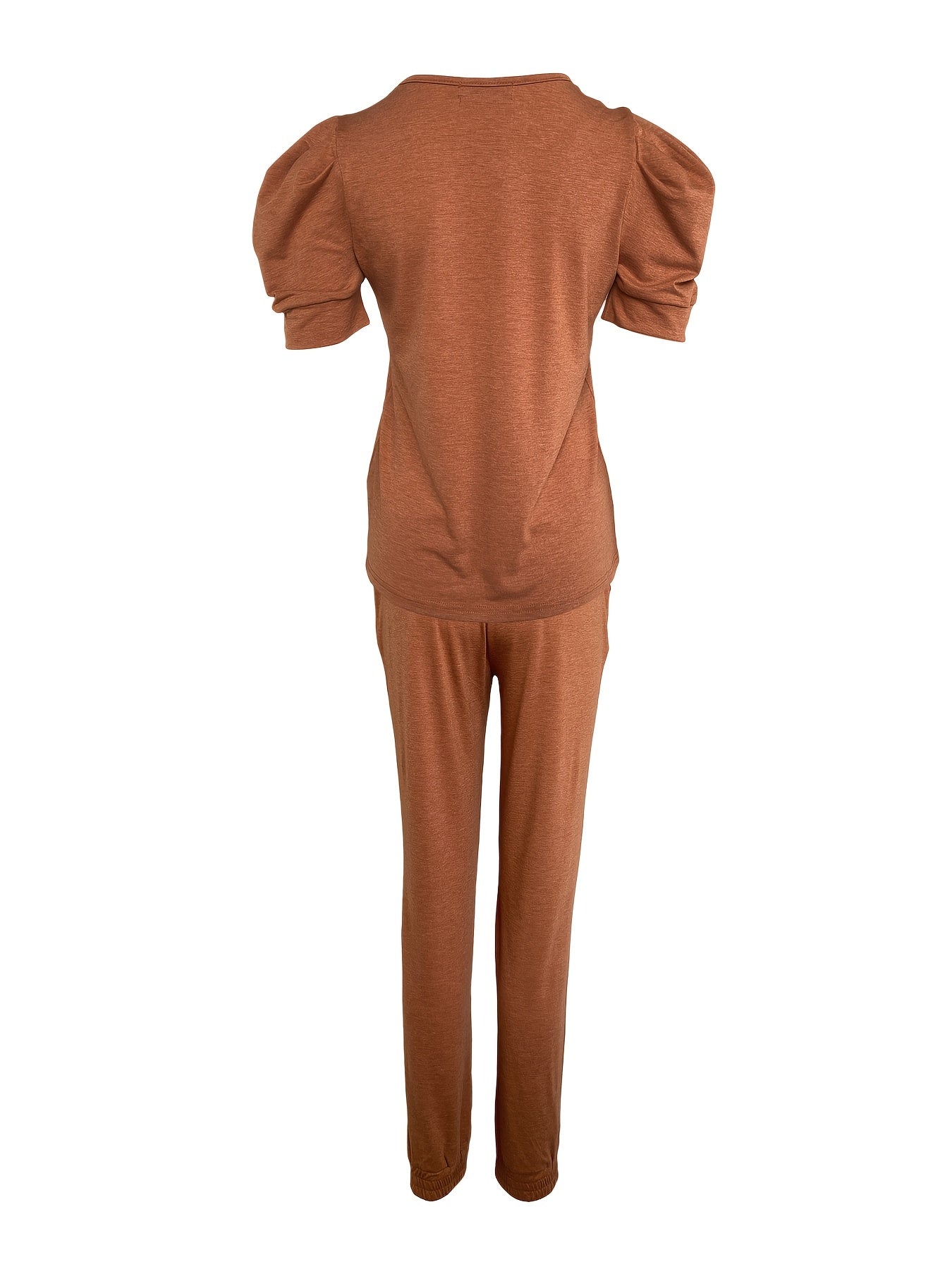[Xianluomao Two-Piece Suit] Xianluomao Round Neck Puff Sleeve Top + Pants Two-Piece Suit | Directional