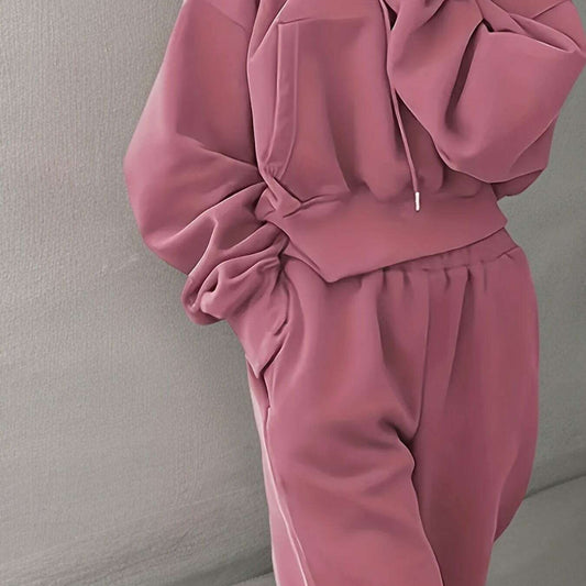 Two-Piece Sports Set – Hooded Sweatshirt & Sweatpants, Loose Fit - D&M Boutique 