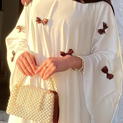 Butterfly Bow Abayas Elegant Long Robe Set, Including Dress and Headscarf