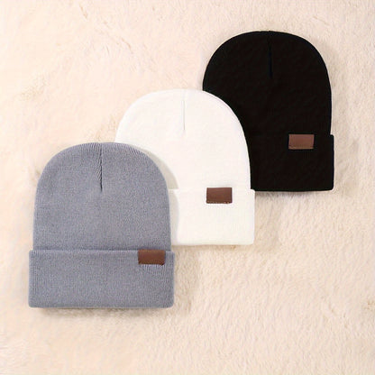 3pcs Beanie Hats – Warm, Lightweight, Elastic Knit